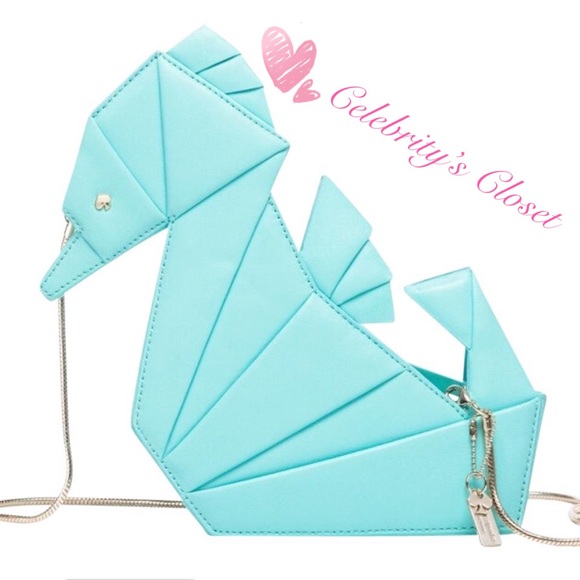 ♥️SOLD♥️KATE♠️SPADE SEAHORSE Chain Shoulder Clutch Limited Edition Blue Bag S - Picture 3 of 17